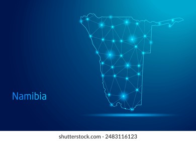 Namibia map - concept of communication technology, graphic of low poly.