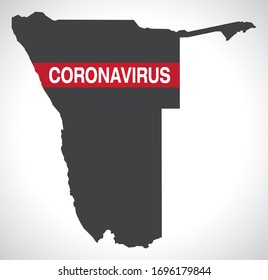 Namibia map with Coronavirus warning illustration