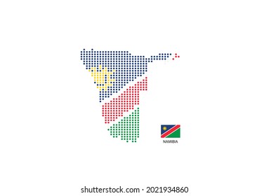 Namibia map design by color of Namibia flag in circle shape, White background with Namibia flag.