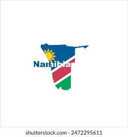 Diseño del mapa y de los colores de la bandera de Namibia sobre fondo blanco