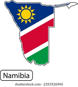 Namibia map with flag inside. Vector illustration isolated on white background.