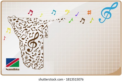 Namibia map flag made from music notes. 