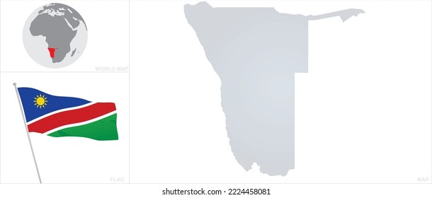 Namibia  map and flag. vector 