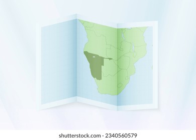 Namibia map, folded paper with Namibia map. Vector illustration.