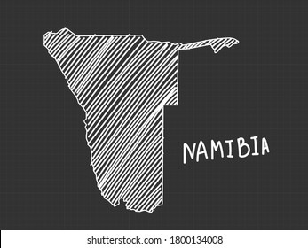 Namibia map freehand sketch on black background.