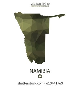 Namibia map in geometric polygonal military style.Abstract tessellation,modern design background. Vector illustration eps 10.