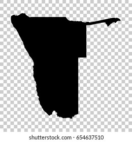 Namibia map isolated on transparent background. Black map for your design. Vector illustration, easy to edit.