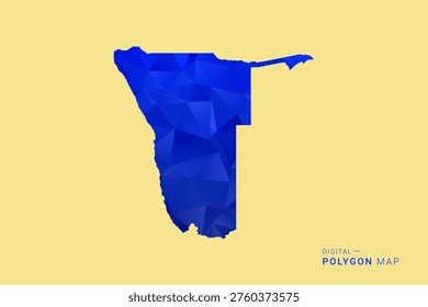 Namibia Map - Low poly polygon map in deep blue gradient on soft beige background, modern minimal geometric design, clean abstract vector illustration with faceted triangulated style.