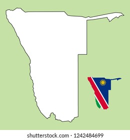 Namibia map with national flag decoration