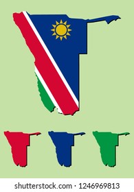 Namibia map with national flag decoration