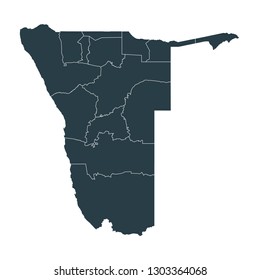 Namibia map on White background vector, Namibia Map Outline Shape Gray on White Vector Illustration, High detailed Gray illustration map Namibia.
