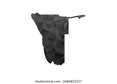 Namibia Map - Polygon Style Vector Illustration in Black and Gray Gradient, Low Poly Geometric Design, Isolated on White Background for Infographics and Education.