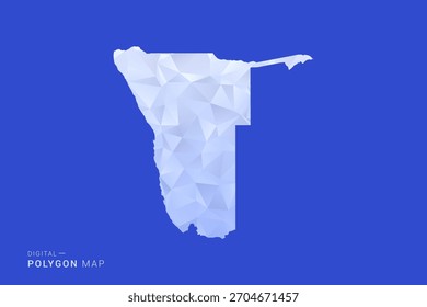 Mapa de Namibia - Ilustración vectorial de estilo polígono en degradado azul y blanco, diseño geométrico de bajo poli, aislado sobre fondo sólido para infografías y Uso digital.