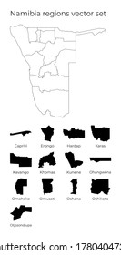 Namibia map with shapes of regions. Blank vector map of the Country with regions. Borders of the country for your infographic. Vector illustration.