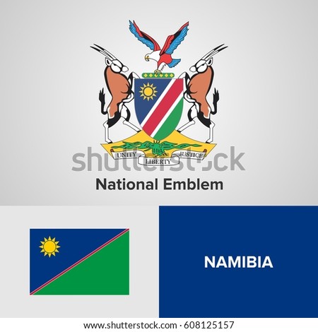Namibia National Emblem and flag 