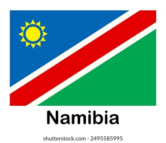 Namibia national flag. Banner, state symbol, flagpole.