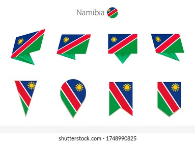 Namibia national flag collection, eight versions of Namibia vector flags. Vector illustration.
