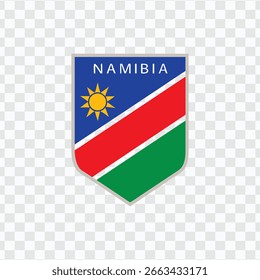 Namíbia Bandeira Nacional Crest com Sol, Azul, Vermelho, Cores Verdes