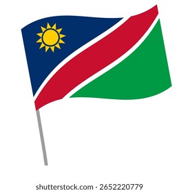 Bandeira nacional da Namíbia salta com mastro