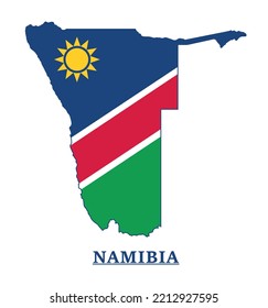 Namibia National Flag Map Design, Illustration Of Namibia Country Flag Inside The Map 