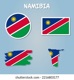 Namibia National Flag Map Design, Illustration Of Namibia Country Flag Inside The Map.