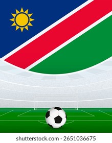 Namibia National Football Theme, Stadium and Soccer Ball. Soccer Match Concept in Namibia. Ideal for use in sports event promotions, football themed designs, and tournament advertisements.