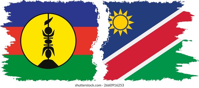 Conexión de banderas grunge de Namibia y Nueva Caledonia, Vector