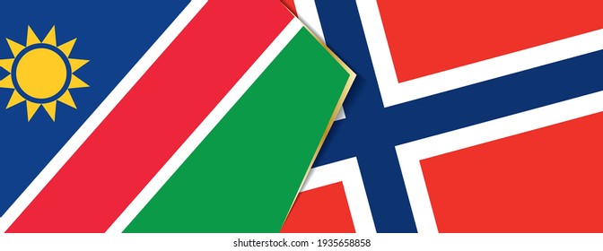 Namibia and Norway flags, two vector flags symbol of relationship or confrontation.