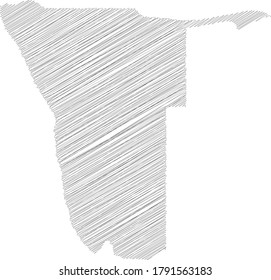 Namibia - pencil scribble sketch silhouette map of country area with dropped shadow. Simple flat vector illustration.