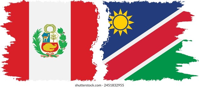 Namibia and Peru grunge flags connection, vector