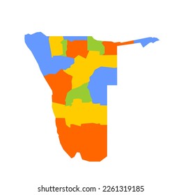 Namibia political map of administrative divisions - regions. Blank colorful vector map.