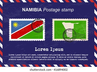 Namibia postage stamp, postage stamp, vintage stamp, air mail envelope.