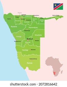 Mapa de regiones de Namibia