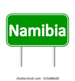 Namibia road sign isolated on white background.