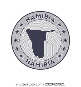 Namibia round badge vector. Country round stamp with shape of Namibia, isolines and circular country name. Artistic emblem. Superb vector illustration.