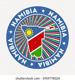 Namibia round stamp. Logo of country with flag. Vintage badge with circular text and stars, vector illustration.