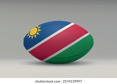 Namibia rugby ball featuring the national flag design on a gray background