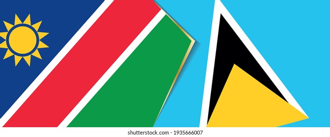 Namibia and Saint Lucia flags, two vector flags symbol of relationship or confrontation.