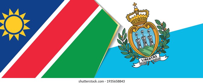 Namibia and San Marino flags, two vector flags symbol of relationship or confrontation.