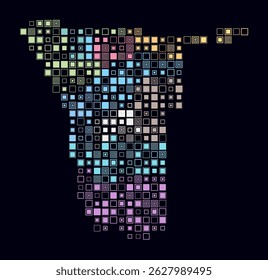 Namibia, shape of the country build of colored cells. Digital style map of the Namibia on dark background. Large size square blocks. Artistic vector illustration.