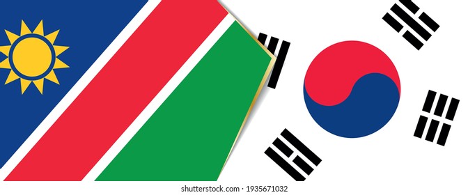 Namibia and South Korea flags, two vector flags symbol of relationship or confrontation.
