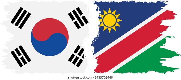 Namibia y Corea del Sur grunge banderas de conexión, vector