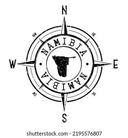 Namibia Stamp Map Compass Adventure. Illustration Travel Country Symbol. Seal Expedition Wind Rose Icon.