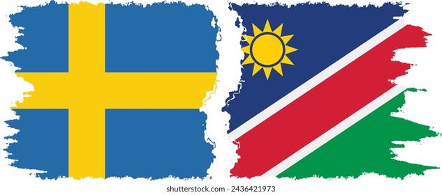 Namibia y Suecia grunge banderas de conexión, vector