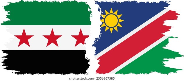 Namibia and Syrian Revolution grunge flags connection, vector