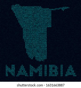 Namibia tech map. Country symbol in digital style. Cyber map of Namibia with country name. Awesome vector illustration.