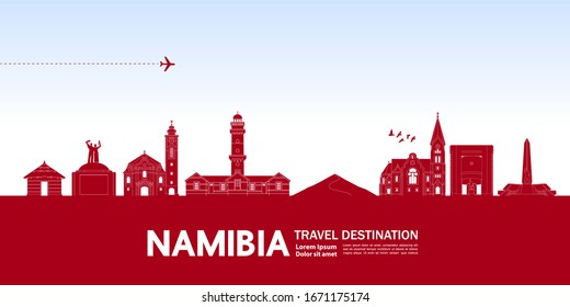 Namibia travel destination grand vector illustration. 