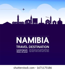 Namibia travel destination grand vector illustration. 
