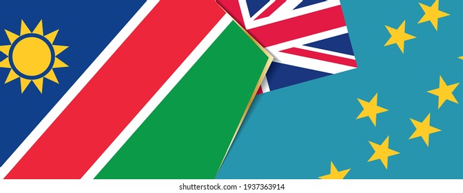 Namibia and Tuvalu flags, two vector flags symbol of relationship or confrontation.