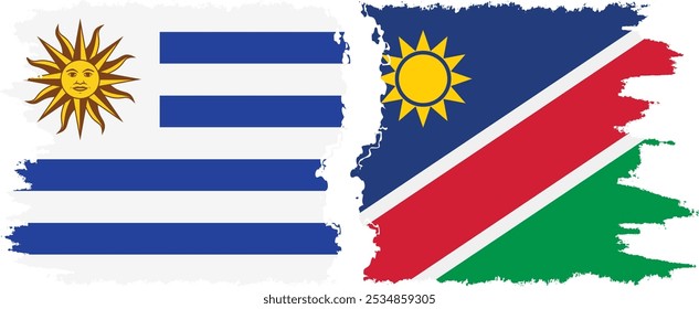 Conexión de banderas grunge de Namibia y Uruguay, Vector